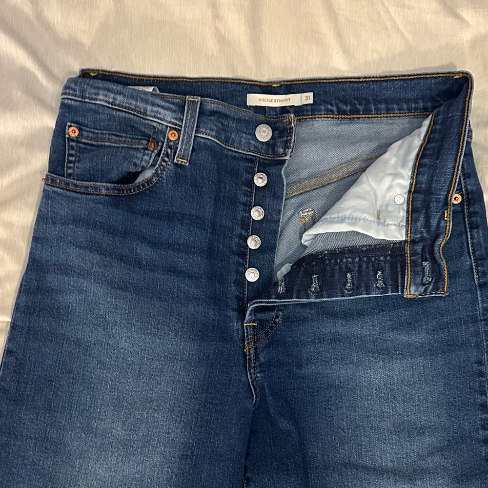 Levi's Dark Blue Straight-Leg Jeans - Picture 4 of 9